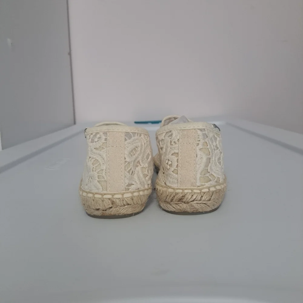 Soludos Lace Smoking Slipper Espadrille Cream 8 NWOB